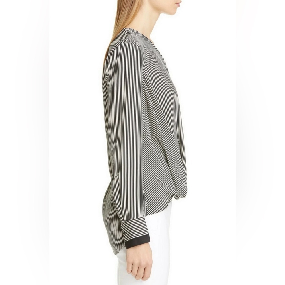 Rag & Bone Silk Blouse Victor Stripe V-Neck Sz M - Picture 4 of 10